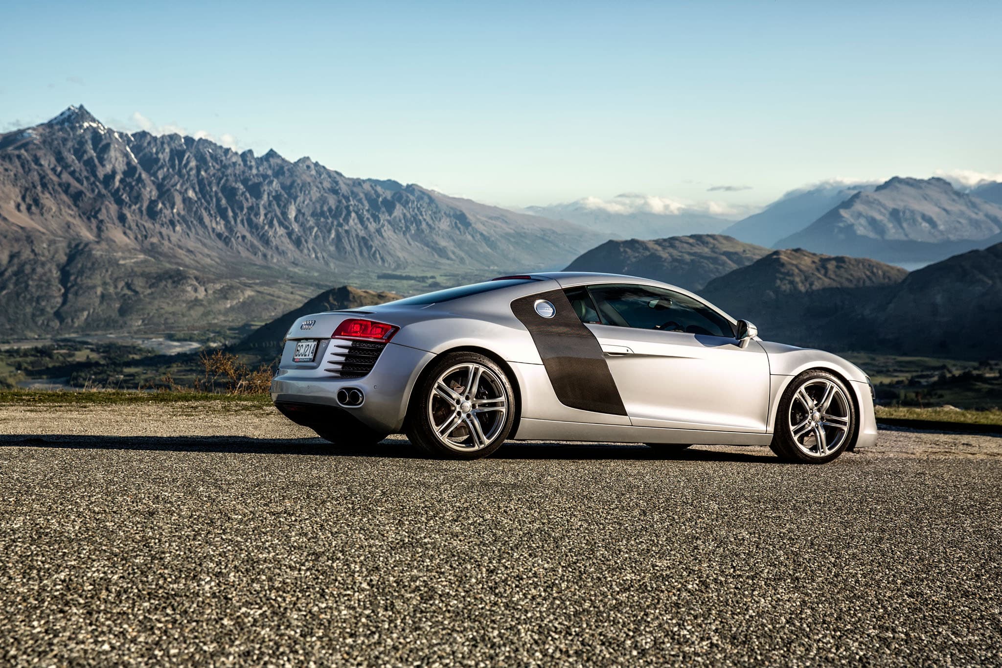 Car Photography in Queenstown, New Zealand Audi R8 on mountain road