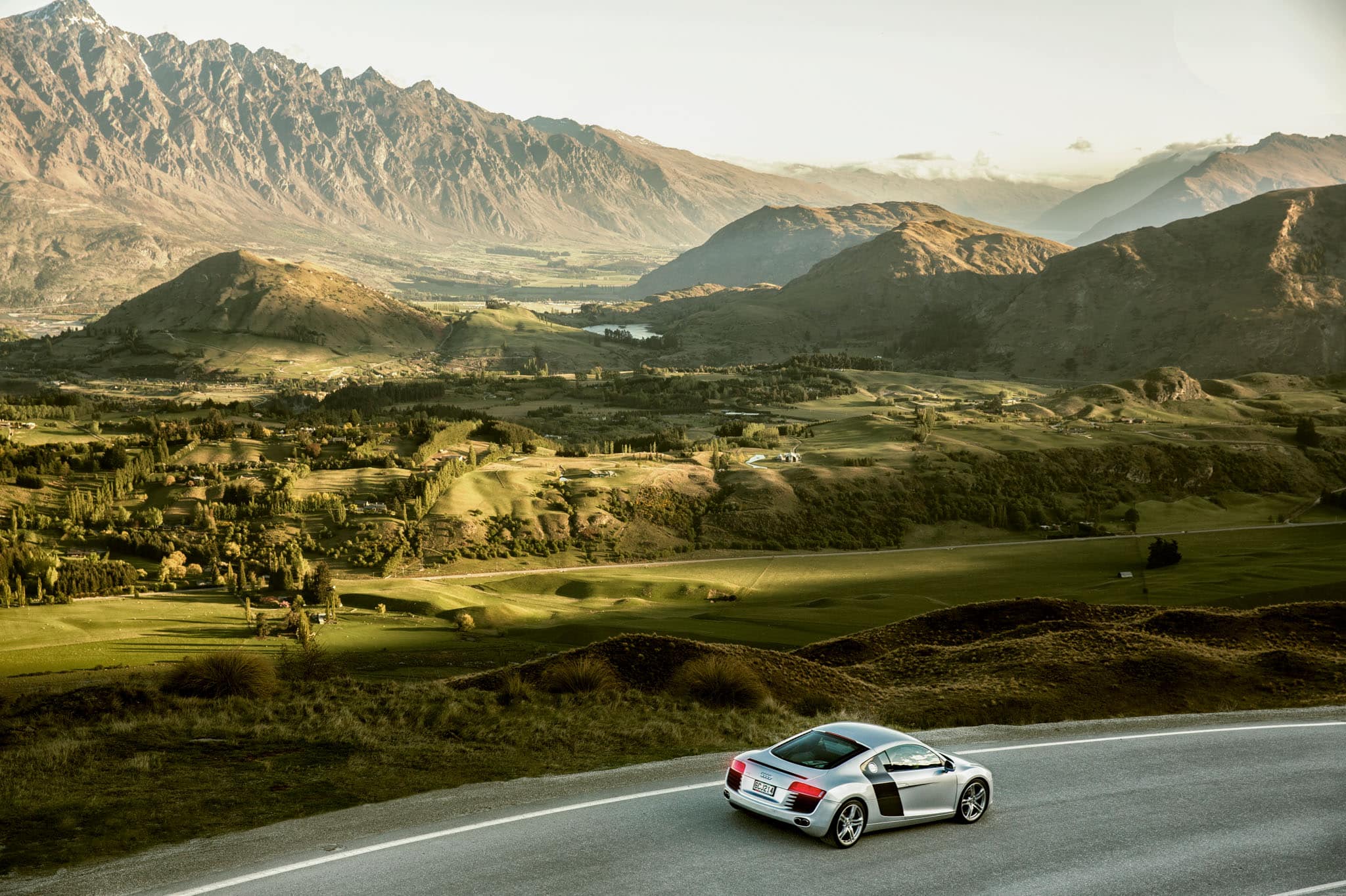 Car Photography in Queenstown, New Zealand Audi R8 on mountain road